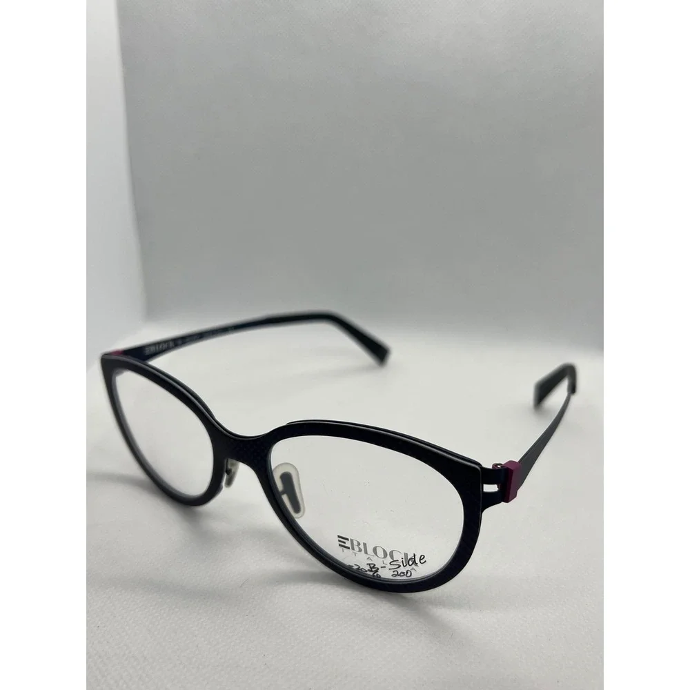 Block B-Slide Eyeglasses Frames Cat Eye Italy Designer Purple Black 51-17‎
